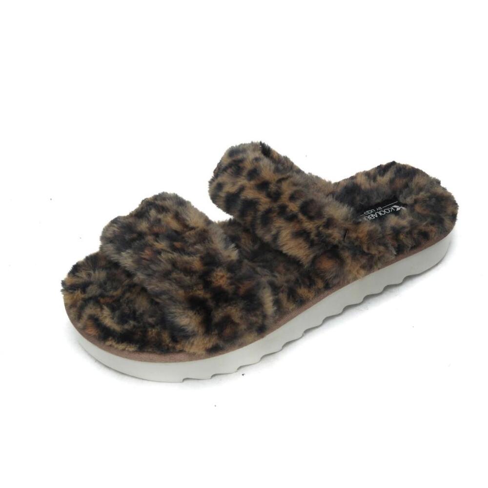 KOOLABURRA BY UGG fuzz yeah slippers shoes slip on leopard womens sz 8